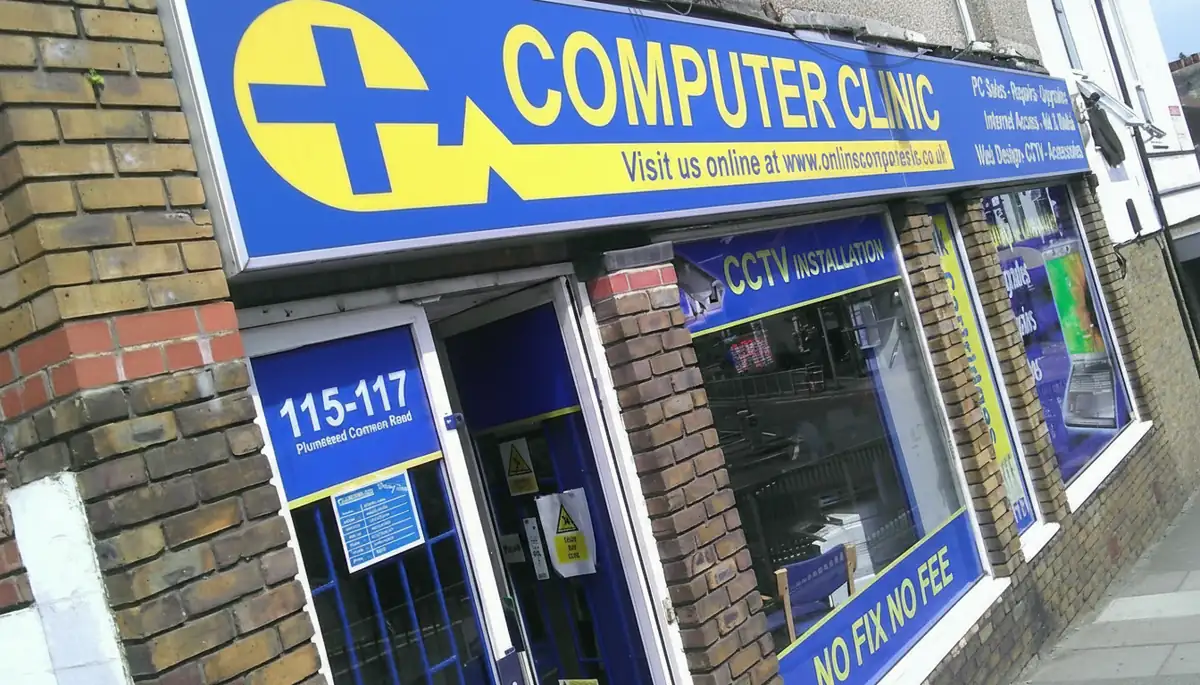 Computer Clinic repair shop serving Sidcup, DA14/DA15, laptop and computer repairs at 115-117 Plumstead Common Road, South East London